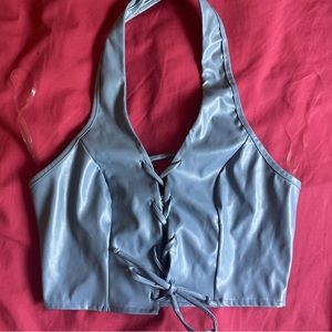 Baby Blue Polyester Halter Top